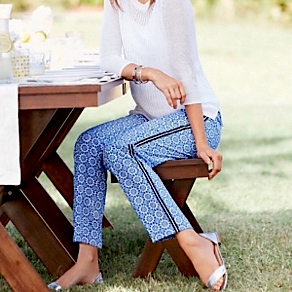 TALBOTS Paisley Print Straight Fit Tapered Leg Pants Pull On Stretch Women’s MP
